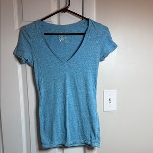 American Eagle Light Blue V-Neck Tee